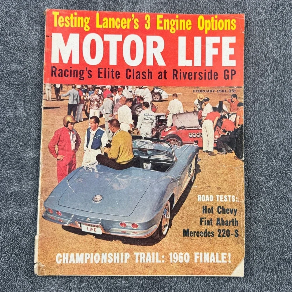 Motor Life Magazine February 61 Riverside GP Hot Chevy Fiat Abarth Mercedes 220S
